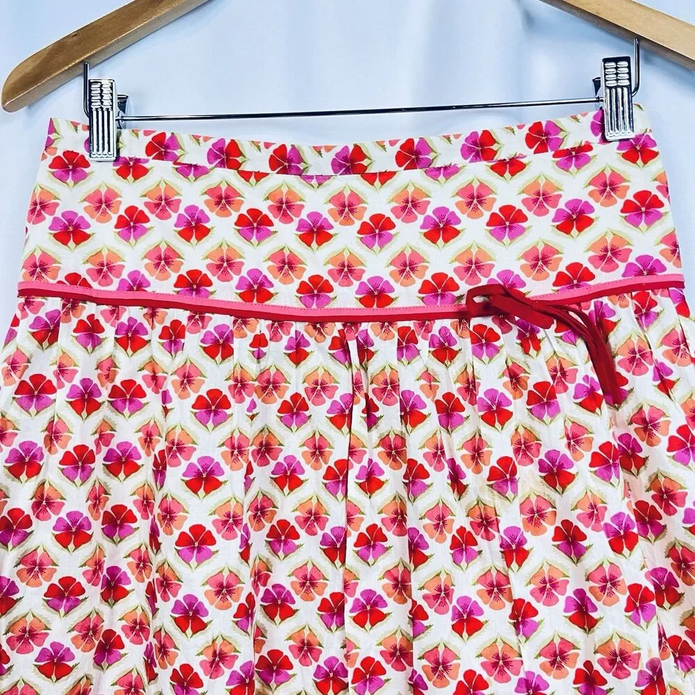 J.Crew Floral A-Line Skirt Women’s Size 4 Pink Orange Cotton Midi Retro